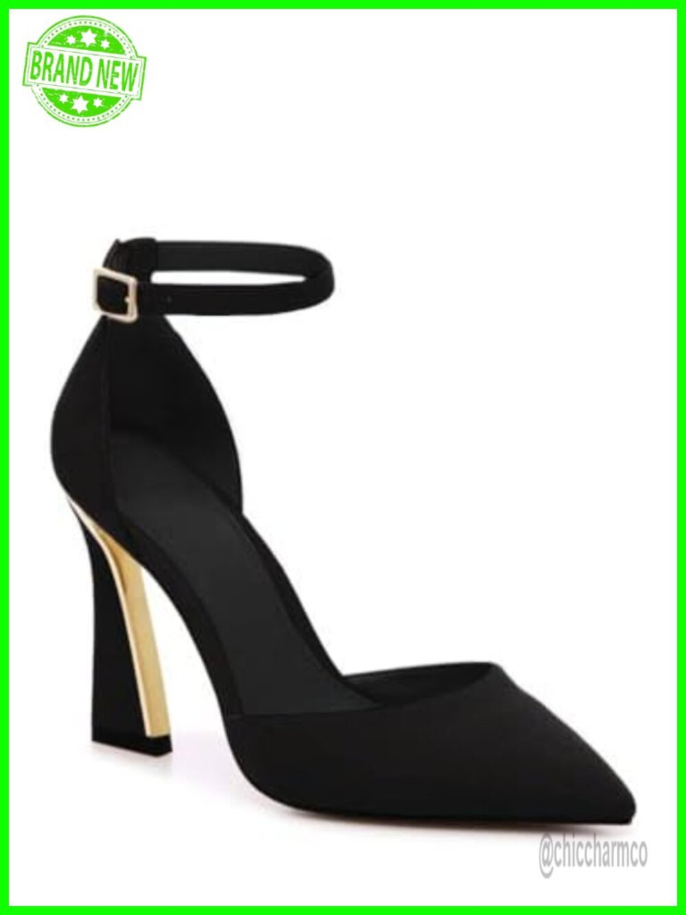 Faux Suede Pumps Pointed Toe Closed Toe Buckle Ankle Strap High Heels Sandals
